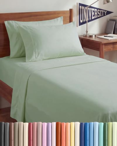 Image of Twin 4 Piece Bed Sheet Set - Soft, Breathable & Cooling Sheets - Eucalyptus