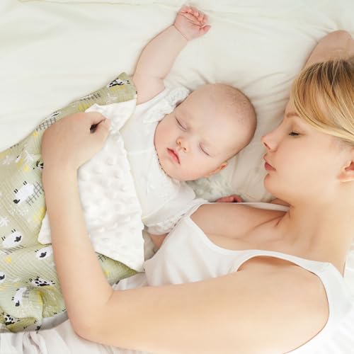 Image of GLLQUEN BABY Blanket,Muslin Cotton Front,Minky Back,30x40 | Soft crib blanket for infant toddler boys & girls. Perfect nursery throw blanket for stroller, travel & baby shower gifts