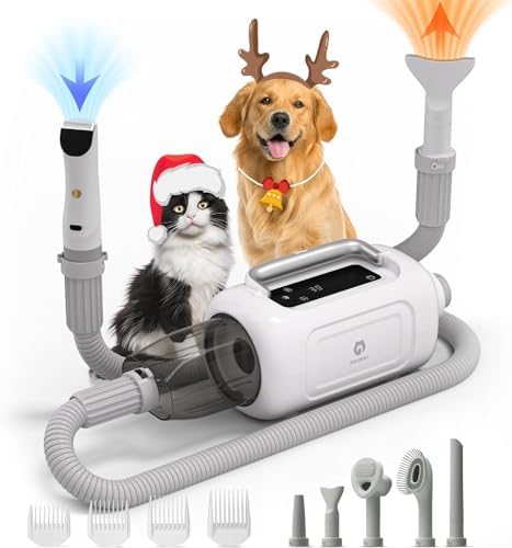 （21:00時点） 【ドライヤーと掃除機一体型】GULIGULI ペット用バリカンセット 6in1 犬用バリカン 犬 猫美容器ペットグルーミングセット13300Pa 超強力吸引 ドライヤー 風力の5段階调整可能 恒温保護 2段階の吸引力 多機能 抜け毛を自動吸引 多機能掃除機 Shark