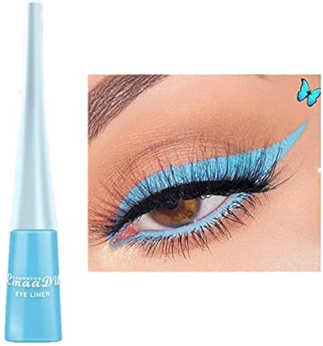 Eyeliner liquide de 10 couleurs Eyeliner mat à séchage rapide, Eyeliner coloré en gel imperméable durable et sans floraison, Eyeliner liquide de couleur bonbon hautement pigmenté, Bleu