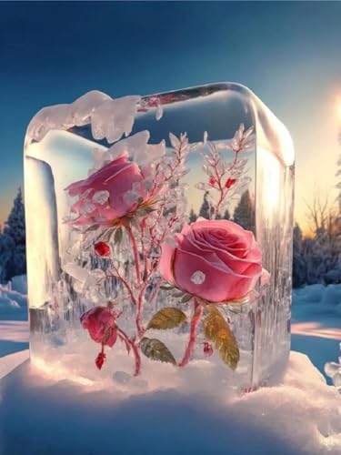 Kit broder motif Rose des Neiges 14Ct débutant pour décoration murale