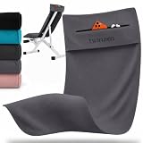 Twinzen - Fitness Handtuch mit Tasche Microfaser - 120x50 cm - Hellgrau