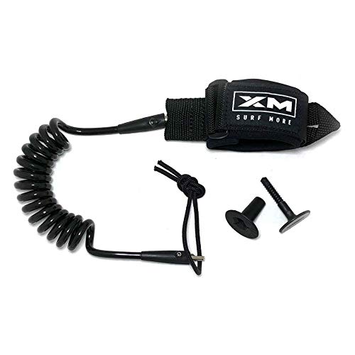 XM SURF MORE Bodyboard Leash - Premium Coiled EZ-FIT Wrist Body Board Leash with Plug - Adjustable Neoprene for Arm Support - Regular Strength Cord (0.270in) - Multiple Color Options - USA Made