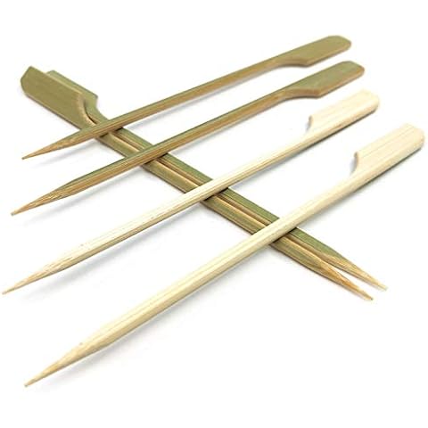 HOPELF 10 inch Bamboo Paddle Picks Skewers for Shish Kabob，Fruit Kabobs，BBQ，Kitchen，Grilling，Barbeque Snacks.Wood pick More Size Choices 3.5''/ 4.7''/ 7''/ 10'' (Pack of 100) Cover