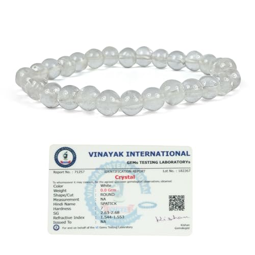 Image of Reiki Crystal Products Certified Natural Crystal Stone Bracelet 6 mm Round Beads for Men and Women | Premium Gemstone Jewellery Collection | Reiki Charged | Multiple Stone Variants Available