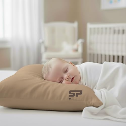 Image of Toddler Travel Pillow case Set of 2 PC Pillow Cover 100% Egyptian Cotton Decorative Pillow case 500 Thread Count Small Pillow case with Zipper Closure Toddler Pillow case 14x20 inch, Taupe