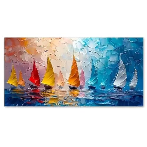 Grand poster moderne voilier sur toile imperméable 70x140cm sans cadre