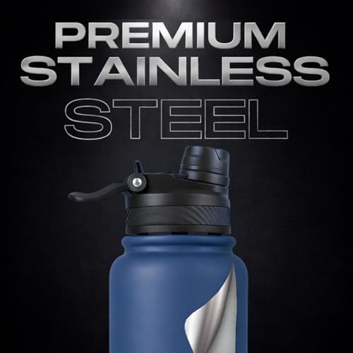 Image of Speedex Vacuum Insulated Stainless Steel Water Bottle 1 Litre (1000ml / 1L / 1 Ltr) with 2-in-1 Lid (Straw & Spout), Hot & Cold Leakproof Thermosteel Travel Flask for Office, Gym & School (Teal Blue)