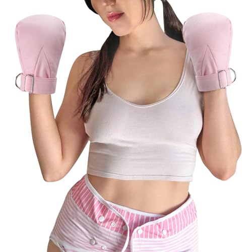 Littleforbig Pink Adult Baby Soft Padded Mittens - Hand Restraint Gloves with Comfort Padding Double Security Breathable & Warm for Ultimate Protection