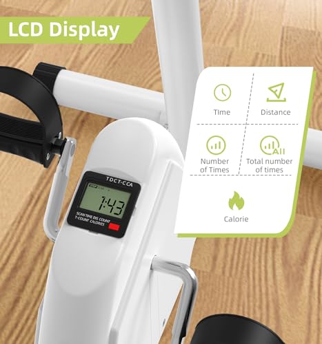 Image of HOMGIM 2-in-1 Pedal Exerciser for Arms & Legs - Adjustable Resistance Sit-Down Bike for Seniors, Stroke Recovery & Physical Therapy - Portable Under Desk Knee Peddler for Home Rehab（White）
