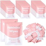 Dansib 300 Pieces Feminine Wipes Individually Wrapped Women Travel Size Bulk Unscented Intimate Wipes Mild Private Parts Ph Balanced for Travel Bathroom Toilet Daily(Pink)