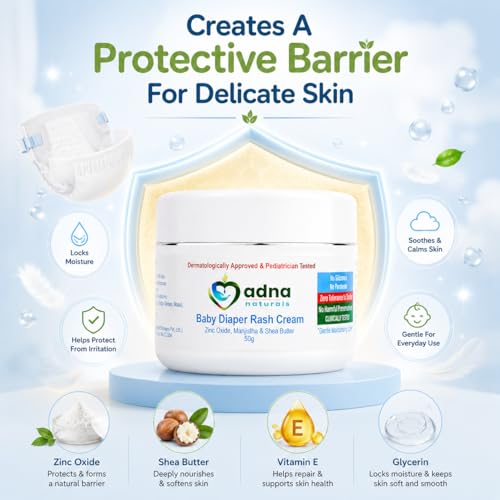 Image of Baby Diaper Rash Cream with Manjistha, Shea Butter & Zinc Oxide | Soothes Rashes, Redness, Insect /Mosquito Bites | Dermatologist & Pediatrician Tested | Zero Tolerance to Toxins (50 gm)