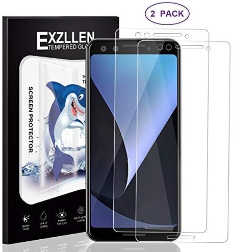 EXZLLEN Google Pixel 3 Screen Protector, 2 Pack Ultra Slim Tempered Glass Film Screen Protector Compatible for Google Pixel 3 [Anti-Scratch][5D Curved][9H Hardness]