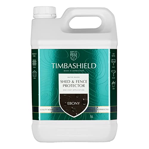 Timbashield - Shed & Fence Protector - Ebony - 5L - One Coat System - Water Based Wood Stain - Nourishes & Protects - Enhances & Brightens - Ideal for Sawn Wood