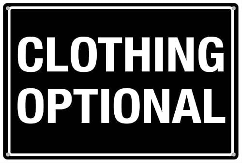 Clothing Optional Aluminum Tin Sign 12"x8" For Homeowners, Vacation Rental Owners - Home Kitchen Wall Decor