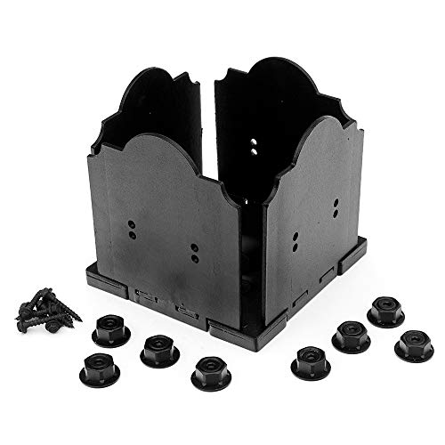 Image of Ozco Laredo Sunset 8x8 Post Base Kit, Includes Decorative Plates, Hex Cap Nuts, OWT Timber Screws, Galvanized Steel for Pergolas | 56609