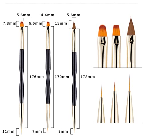 3 Teilig Nägel Pinsel Pinselset für Nailart Gelnägel Pinsel Set für UV Gel und Acrylfingernägel Nagel Kunst Malerei… – Bild 7