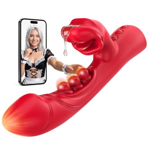 #VerdientProvisionen<br>Dildo Vibrator Sex Spielzeug für die Frau AI App Steuerbar G Punkt Vibration für Frauen mit 9 Klopf 8 Leck Lutschen Vibrationmodi 4 in 1 Vibratorensets für Frauen Klitoris Stimulator Sex Toys