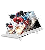 12' Phone Screen Magnifier 3D Screen Amplifier HD Mobile Phone Magnifier, Videos and Gaming– Foldable Phone Stand with Screen Amplifier–Supports All Smartphones(White)