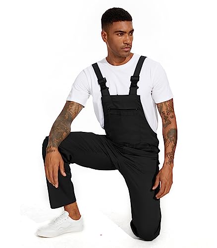 WORK IDEA Macacão Masculino Bib, Macacão Leve Com Bolsos, Preto, L