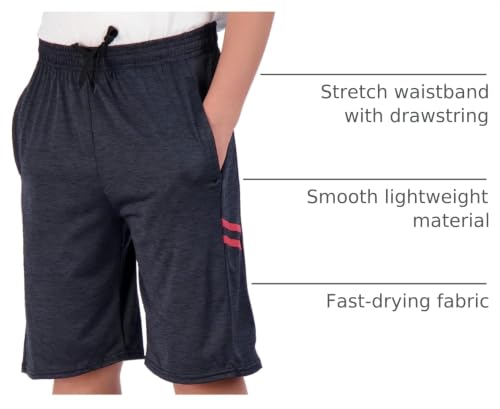 Image of Real Essentials 5 Pack: Boys' Dry Fit Basketball Shorts for Youth Kids Teens - Athletic Running Soccer Sports with Pockets