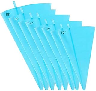 8 PCS Silicone Icing Bag, Silicone Piping Bags Reusable Icing Bags Thickened Dessert Bags Cake Icing Cream Pastry Bag Piping Chocolate Bag for Sweets Cookies Cupcakes Decoration(10",12",14",16",18")