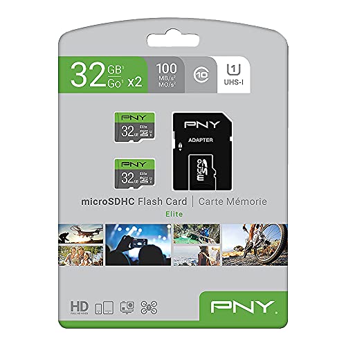 Image of PNY 32GB 2-Pack Elite microSD Card a€ inch (P-SDU32X2U185EL-GE)