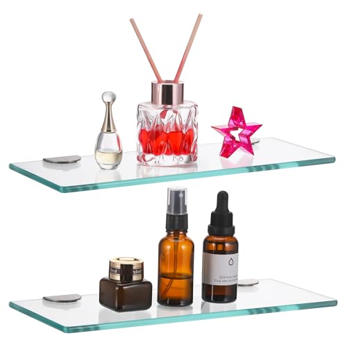 JIZZU 2 Stück Glasregal Badezimmer, Badregal Duschablage Glasablage 30CM,...