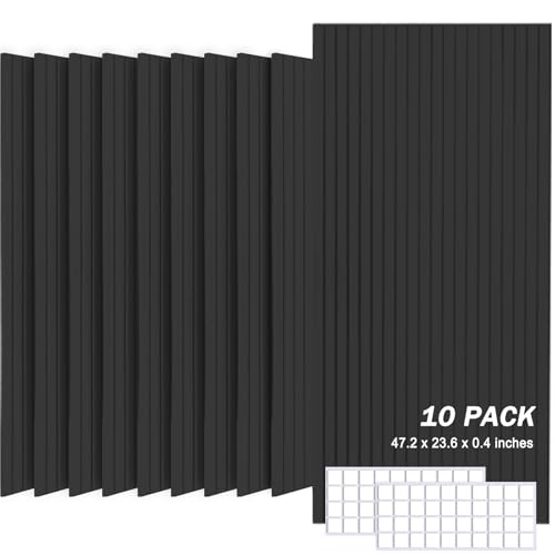 10 Pack Large Acoustic Panels, 48"X24"X0.4" Sound Proof Foam Panels for Walls, Sound Dampening Panels, Sound proof panels for walls, Soundproof Wall Panels for Home Studio&Office Decor.(Black)