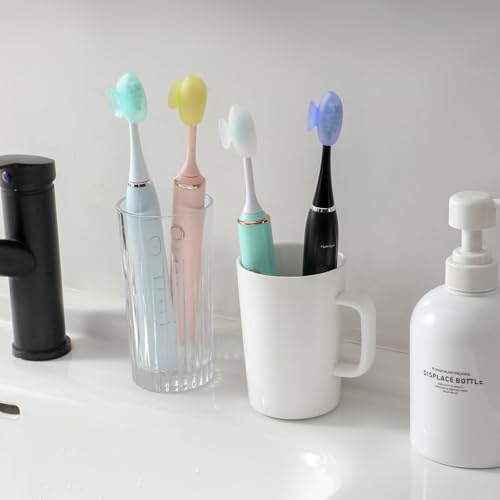 Muslish 4 Pack Silicone Toothbrush Covers with Suction Cup, Travel Tooth Brush Cover Cap Case, Fits Most Electric and Manual Toothbrushes, for Travel or Home (Mint) - Thumbnail 7