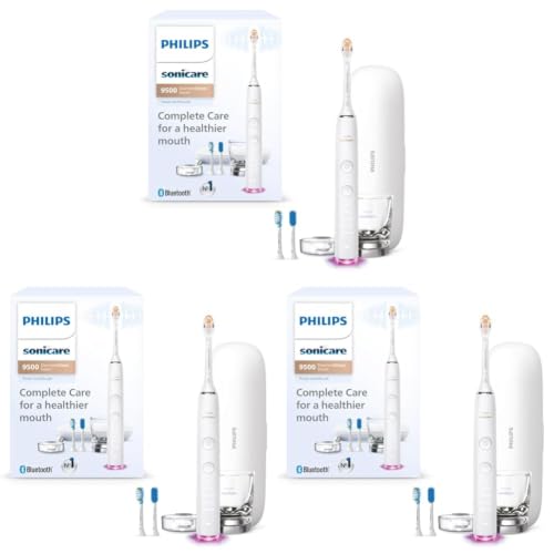 Image of Philips Sonicare DiamondClean Smart 9500 Electric Toothbrush - Sonic Toothbrush with App, Pressure Sensor, 15 Brushing Settings, Replacement Reminder, USB Charging Travel Case, White, Model HX9923 /01