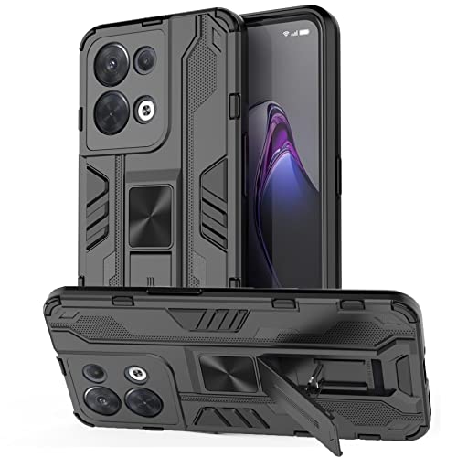Tianyan Coque Oppo Reno 8 5G,Antichoc 360 degrés avec Support Protection Housse [Silicone TPU et Dur PC Armor Bumper] AntiRayures Ultra Thin Etui Coque pour Oppo Reno 8 5G - Noir Cover