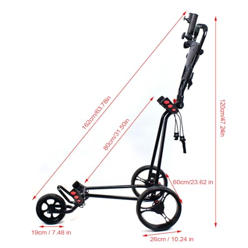 image for LIAPDG Golf Cart, 3 Wheel Golf Push Cart Foldable Golf Cart for Golf C