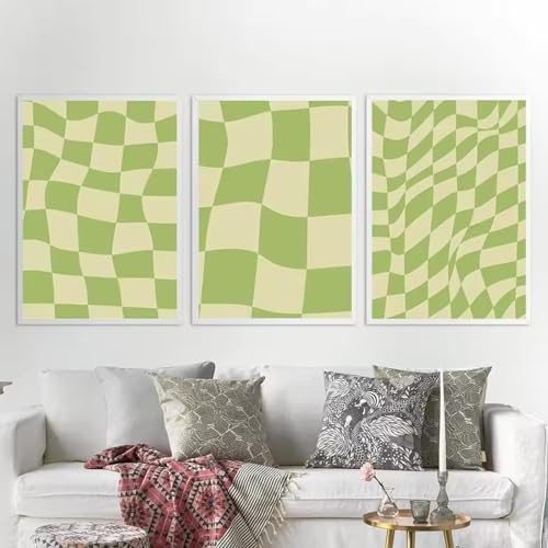 Toile vagues vertes jaunes affiche géométrique impression images art mural décoration salon 30x50