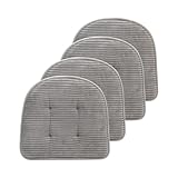 NBHUIYJJ Memory Foam Chair Cushion, U-Shape 17" x 15" Tufted Non-Slip Back Seat Cushion for Dinning Room, Office, Kitchen, 4 Counts, Grey