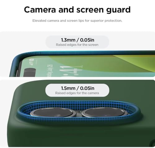 Image of Premium Liquid Silicone Case for iPhone 16 Plus - Slim Full Body Protective Back Cover with Soft Microfiber Lining, Anti-Slip Grip Scratch Resistant Phone Case (Dark Green)