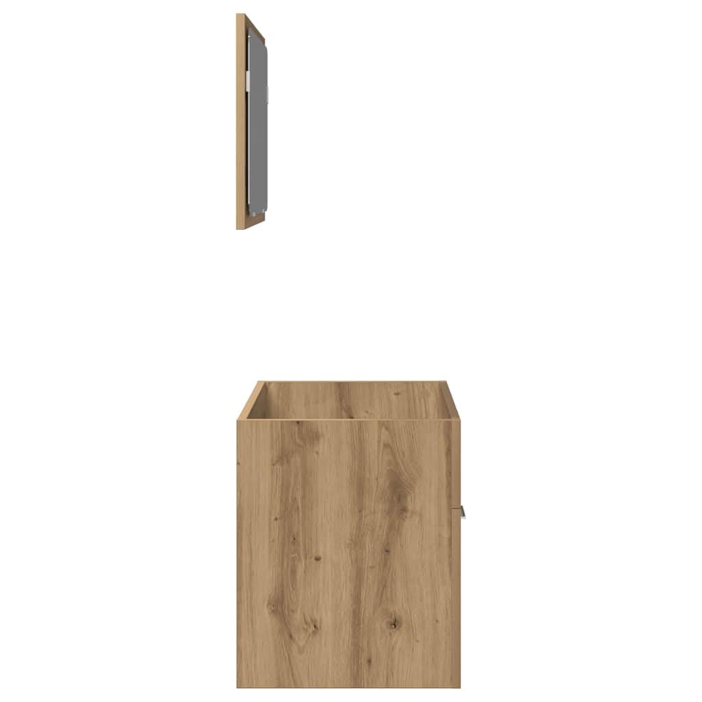 Ensemble de meubles de salle de bain en chêne Artisan avec miroir mural et armoire pour salle de bain, espace de rangement, lavabo, salle de bain complet avec étagère et tiroirs