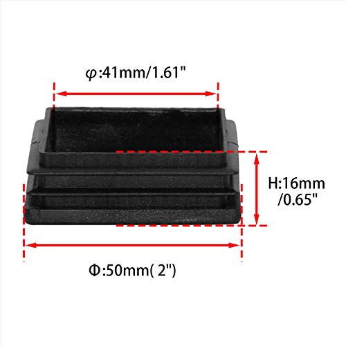 Image of Flyshop 50 x 50 mm, 1.97 inch x 1.97 inch Black Plastic Hole Plugs Square Tubing End Caps Tube Inserts Durable Furniture Glide for Chair Table Stool Leg 8 Pack