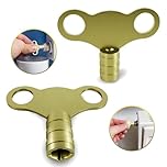 Solid Brass Universal Radiator Bleed Key- 2 Pack, 5mm Radiator Key for Venting and Bleeding Radiators- Easy to Use, Heavy Duty Radiator Plumbing Bleed Key, UK Radiator Valve Clock Key.
