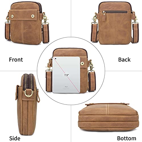 Augus Men Leather Small Messenger Bags Crossbody Shoulder Bags For Women Sling Bags With Adjustable Strap For Cycling Hiking #TOP1