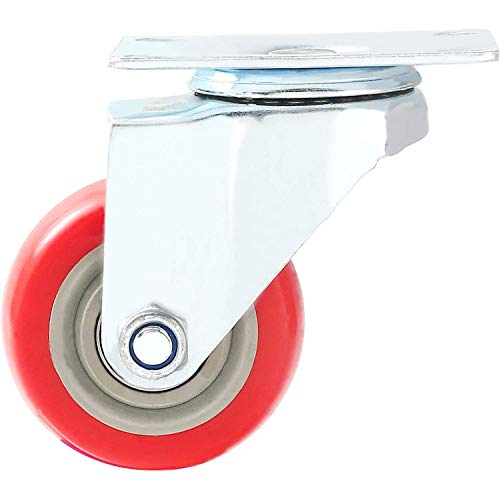 Online Best Service 4 Pack Caster Wheels Swivel Plate Casters On Red Polyurethane Wheels (3 Inch Plate) #TOP6