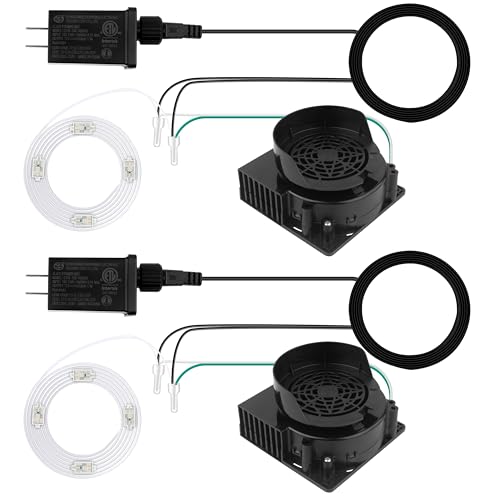 Fnydvis 2Pack Inflatable Motor with 4 LED Lights Inflatable Fan Replacement Blower with 12V 1A Adapter for Christmas Halloween Thanksgiving Inflatables Indoor Outdoor High Speed 12V 1A 3100RPM