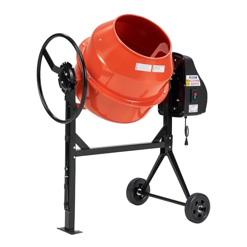 Specraft 4.9 Cu.Ft. Electric Cement Mixer, 550W Portable Concrete Mixing Machine with 140L Drum, 110V Motor, 30RPM Rotation for Mortar, Stucco, and Feed