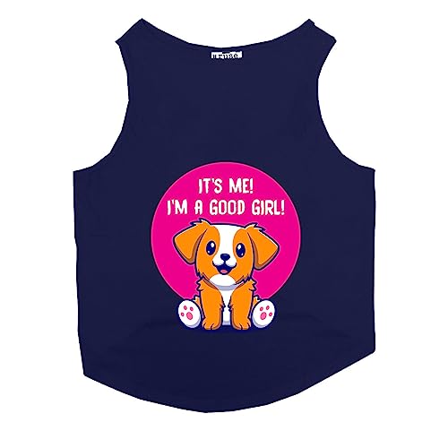 Image of Ruse I m a Good Girl Printed Dog Round Neck Sleeveless Vest Tank T-Shirt /Tees Apparel /Clothes /Tees Gift for Dogs (Navy /XL (Retrievers, Labs etc.)