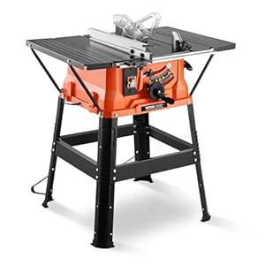 VEVOR Tischkreissäge mit Ständer, 254 mm, 1800 W Baukreissäge, 200 mm max. Schnittkapazität, 4800 U/min Schnittgeschwindigkeit, mit 24-Zahn-Sägeblatt, Gehrungssäge für Holzbearbeitung und Möbelbau