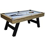 Deluxe 6ft American Pool Table – Oak Wood Grain Finish, Choice of Cloth Colours, Chrome Corners, Full Accessory Set Included (Grey)