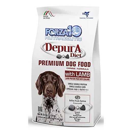 Forza10 Active Depura Daily Life Protection Dry Dog Food, 25 Pounds, Limited Ingredient Gluten Free All Natural Ingredients Omega 6 Vet Recommended Lamb Flavor Dog Food