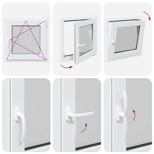Miniatura 4 de Vidaxl Ventana De Sótano Risor 50 X 50 Cm Pvc Y Vidrio Blanco, Sótano, Aislante Térmico Moderno Y Duradero Para Ventanas Eficientes, Accesorios De Vidrio Pvc Aislantes