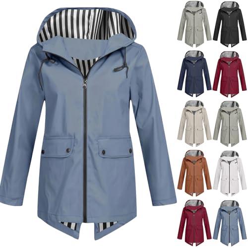 Veste de pluie longue imperméable à capuche avec fermeture éclair - 3