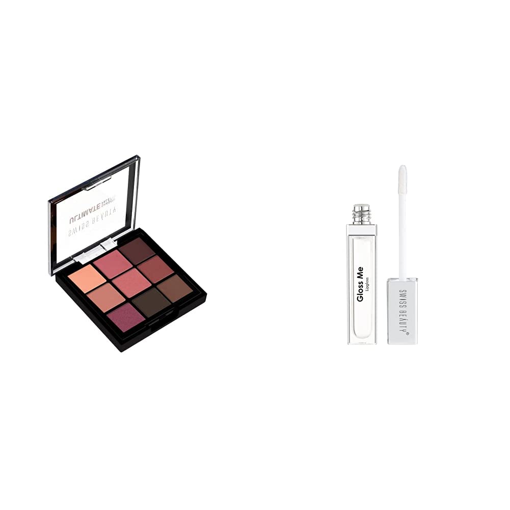 Swiss Beauty Ultimate 9 Pigmented colors Eyeshadow Palette| Multicolor - 06, 6gm | & Swiss Beauty Metallic Gloss Me Lip Gloss | White, 6Ml-picture-14